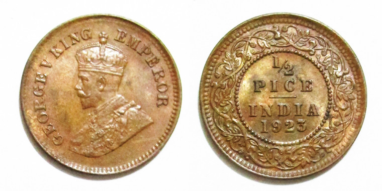 Gerge V King, ½ Pice 1923