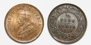 Gerge V King, ½ Pice 1924