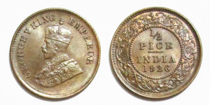 Gerge V King, ½ Pice 1926