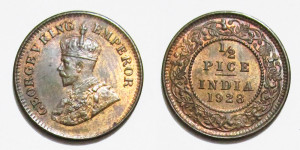 Gerge V King, ½ Pice 1928