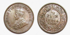 Gerge V King, ½ Pice 1929