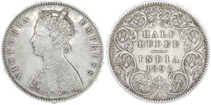 Victoria Empress, Half Rupee - 1892