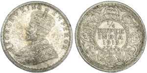 George V, 1/4 Rupee - 1913 # lots 4