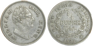 East India Company, 1/4 RUPEE - 1835
