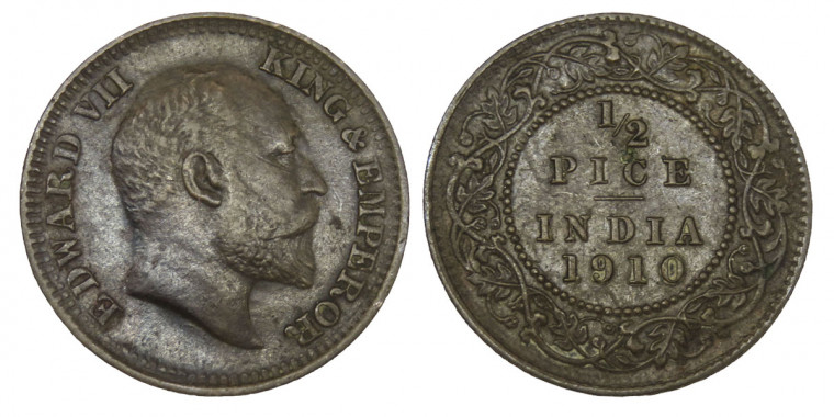 Edward VII, ½ PICE - 1910