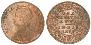 Victoria Empress, One Quarter Anna-1896 # lots 4