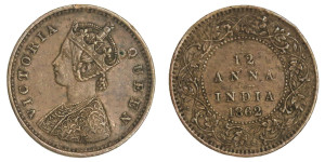 Victoria Queen, 1/12 Anna - 1862