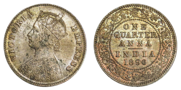 Victoria Empress, One Quarter Anna -1896 # Lots 12