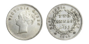 Continuous Legend Victoria Queen, Two Annas - 1841